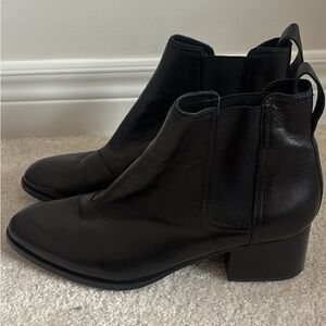 Black Leather Chelsea Ankle Boots - Women's